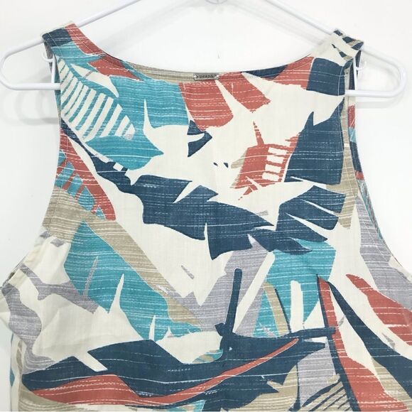 Prana MCKENZIE Blue Orange Abstract Tropical Print Tie Front Tank Blouse - Picture 11 of 15